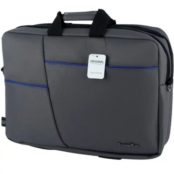 کیف لپ تاپ دسته دار مدل B0126 برند BENETON بنتون 15.6 اینچ - خاکستری
