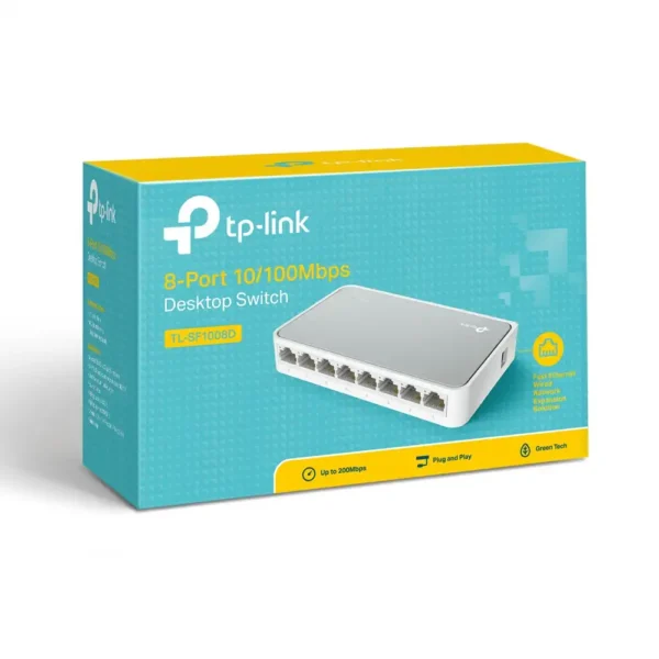 سوییچ شبکه 8 پورت مدل TL-SF1008D برند تی پی لینک TP-LINK سرعت 10/100 گارانتی پارس ارتباط