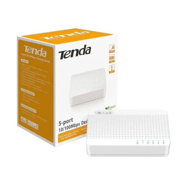 سوییچ شبکه 5 پورت مدل S105 برند تندا TENDA سرعت 10/100 گارانتی 3 سال آسان پیشرو