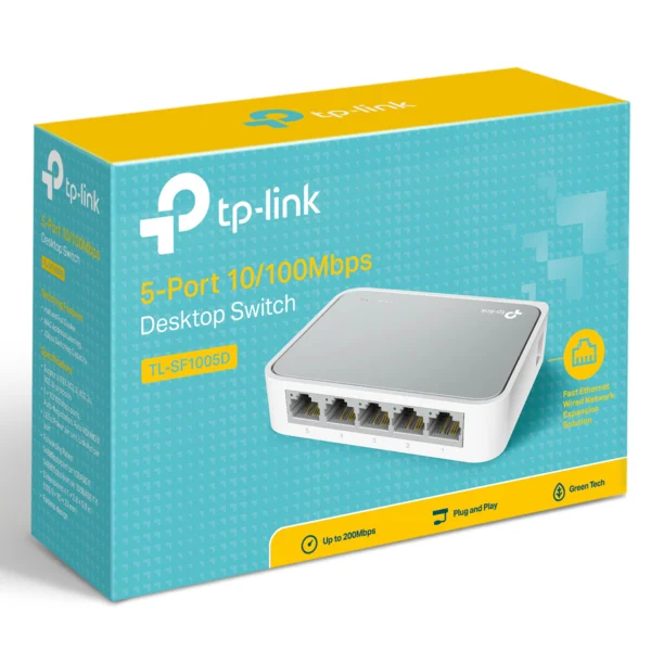 سوییچ شبکه 5 پورت مدل TL-SF1005D برند تی پی لینک TP-LINK  سرعت 10/100 گارانتی پارس ارتباط