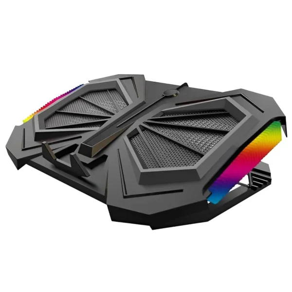 کول پد مدل N707 برند الون ELEVEN-تنظیم ارتفاع+2فن+مناسب تا 17 اینچ +RGB قابل تنظیم+مشکی+ گارانتی رایان آروند 12 ماه