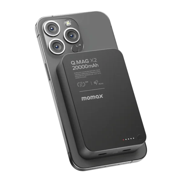 پاور بانک مدل IP133 برند MOMAX مومکس مشکی - شارژ بیسیم - PD 35W - MAH20000