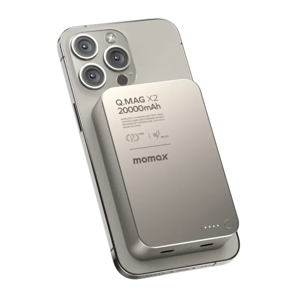 پاور بانک مدل IP33 برند MOMAX مومکس  طلایی - شارژ بیسیم - PD 35W - MAH20000