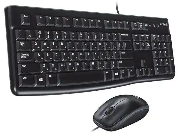 کیبورد و موس سیم دار مدل MK120 برند LOGITECH لاجیتک  مشکی - گارانتی نیکان پاسارگاد 12 ماه