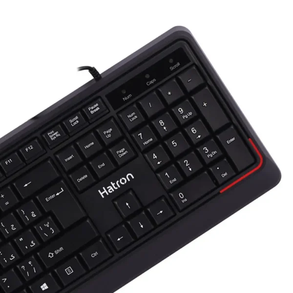 کیبورد سیم دار تک مدل 180 برند HATRON هترون  مشکی - گارانتی فورتیم