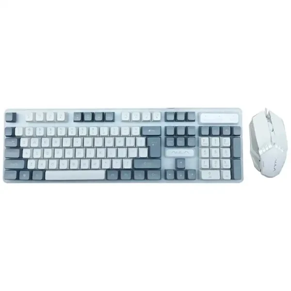 کیبورد و موس گیمینگ مدل F3061 برند AULA آئولا سفید خاکستری - RGB - گارانتی انزو سرویس 12 ماه