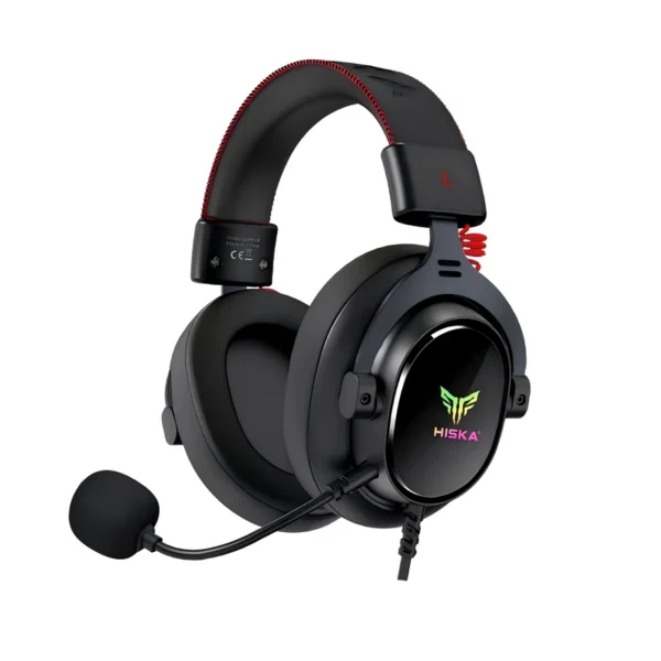 هدفون سیم دار گیمینگ مدل GHR08 برند HISKA هیسکا  مشکی - RGB - USB 7.1 - گارانتی هیسکا سرویس