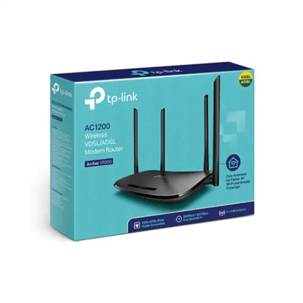 مودم ADSL VDSL مدل ARCHER VR300 برند TP-LINK تی پی لینک DUAL BAND AC1200 گارانتی سه سال متم اف
