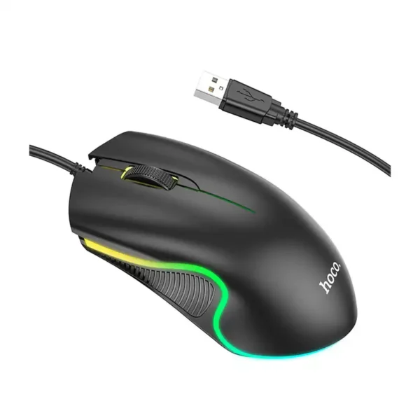 موس سیم دار مدل GM19 برند HOCO هوکو متراژ 1.5 - بی صدا - RGB - گارانتی