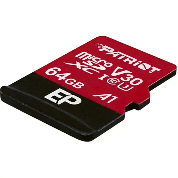 کارت حافظه  MICRO SD مدل EP برند PATRIOT پاتریوت   64GB  -خشاب دار - سرعت V30 - گارانتی الماس رایان ایرانیان