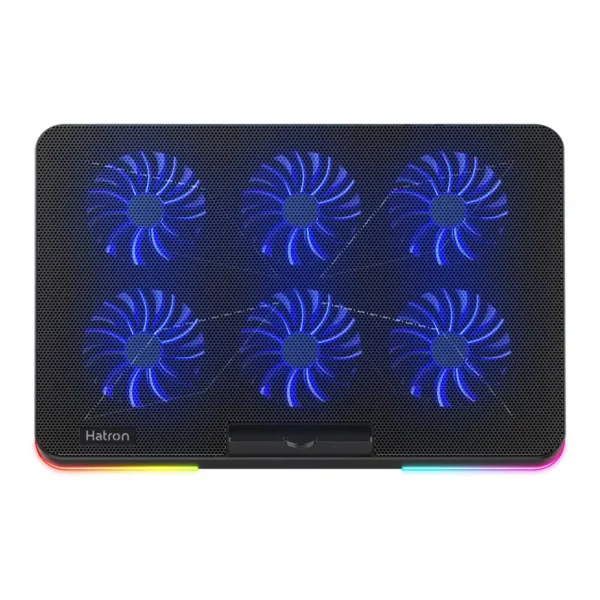 کول پد مدل 131 برند HATRON هترون-مناسب 16 تا 17 اینچ- مشکی - شش فن  - گارانتی فورتیم