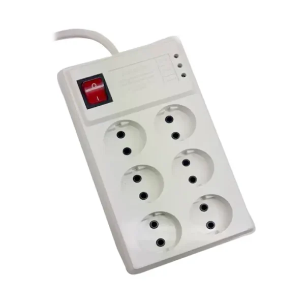 محافظ برق 6 خانه مدل VP9006 برند الون ELEVEN   متراژ 3 کلید دار سفید گارانتی رایان آروند 12 ماه