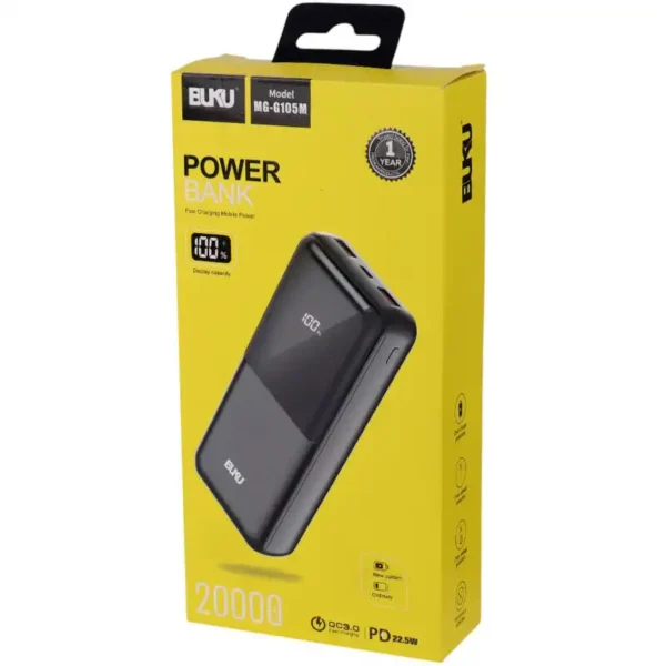 پاور بانک مدل G105M برند BUKU بوکو مشکی - 22.5W - MAH20000