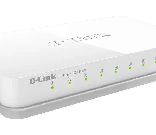 سوییچ شبکه 8 پورت مدل DGS-1008 برند D-LINK مشکی - گارانتی الماس رایان ایرانیان