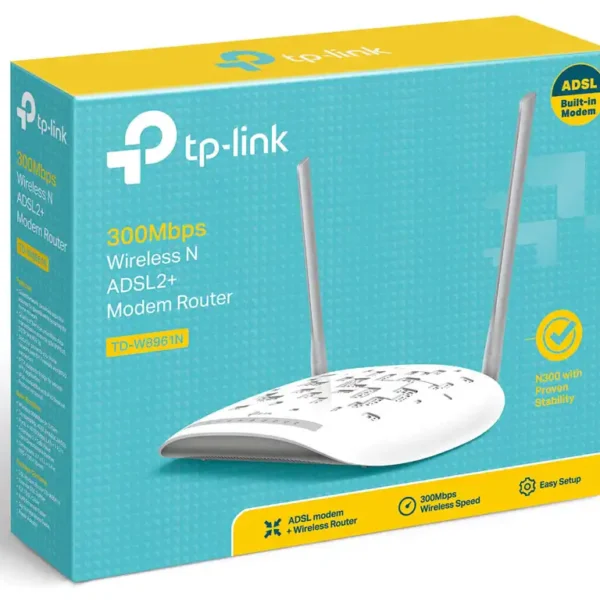 مودم TD-W8961N برند TP-LINK تی پی لینک سرمه ای - گارانتی سازگار ارقام شرق