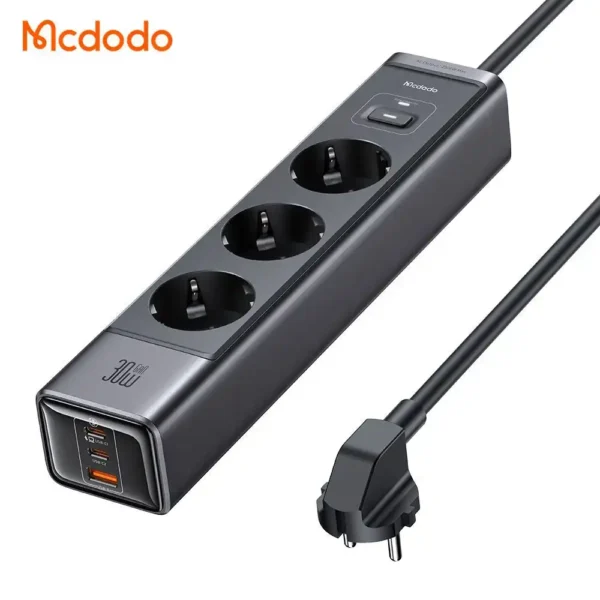 چند راهی برق مدل CH-0620 برند MCDODO مکدودو  مشکی - 3 خانه - متراژ 1.5 -  USB&TYPE C 30W