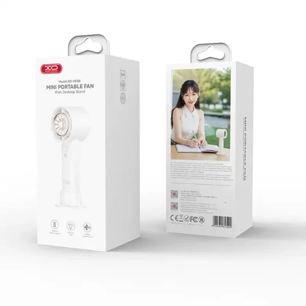 پنکه رومیزی مدل MF88 برند XO  سفید - MAH3000 شارژی - گارانتی صدراتیم 6 ماه