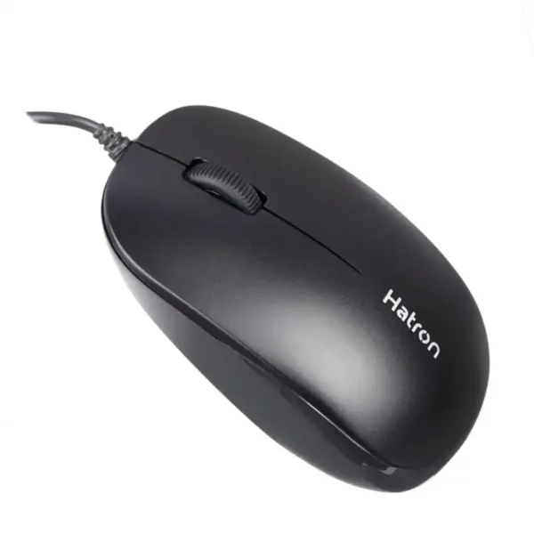 موس سیم دار مدل HM411SL برند HATRON هترون مشکی - بی صدا - گارانتی فورتیم