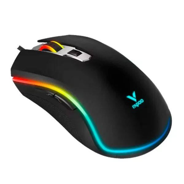موس سیم دار گیمینگ مدل V25S برند RAPOO رپو  مشکی - RGB - گارانتی پانا