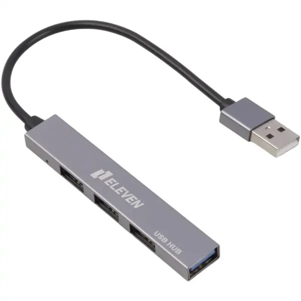 هاب 4 پورت USB2.0 مدل H2202 برند ELEVEN الون نقره ای - گارانتی رایان اروند 12 ماه