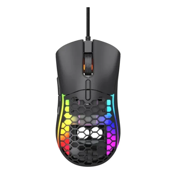 موس سیم دار مدل MOG340 برند HISKA هیسکا  مشکی - وزنه دار - RGB -گارانتی هیسکا سرویس