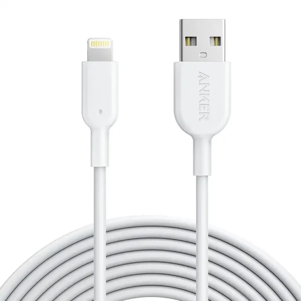 کابل شارژ LIGHTNING مدل A8432H22 برند ANKER انکر  متراژ 90 سانت - سفید