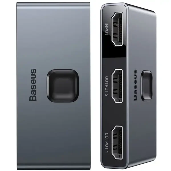 سوییچ HDMI (MATRIX) مدل BC0G برند BASEUS بیسوس   1 به 2 - نقره ای - گارانتی اونگ