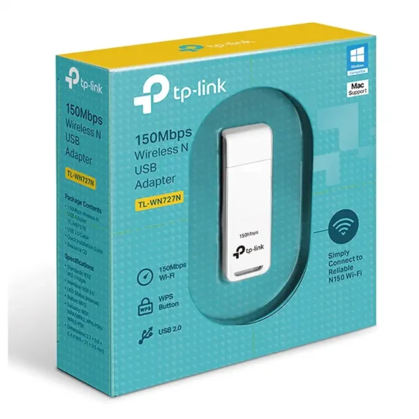 کارت شبکه مدل TL-WN727 برند TP-LINK تی پی لینک سرعت 150 - گارانتی متم اف