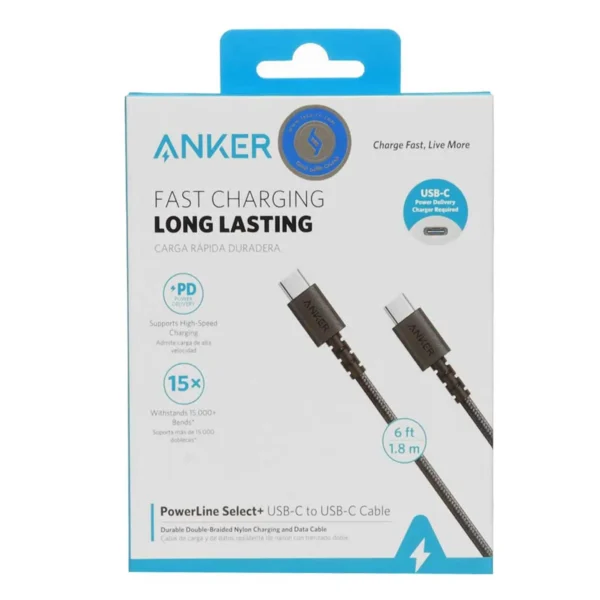 کابل شارژ TYPE C TO TYPE C مدل A8033H11 برند ANKER انکر  متراژ 1.8 - مشکی - گارانتی
