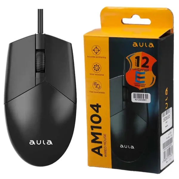موس سیم دار مدل AM104 برند آئولا aula گارانتی انزو سرویس 12 ماه