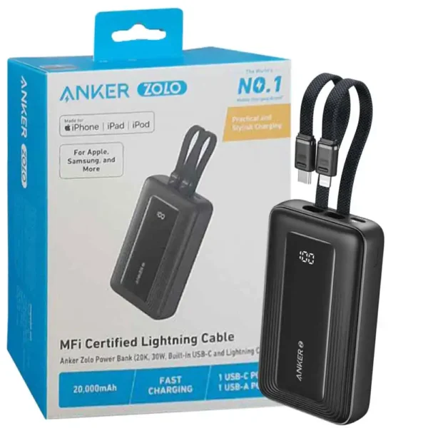 پاور بانک مدل A1681H11 برند ANKER انکر  30W - 20000mAH - مشکی - گارانتی