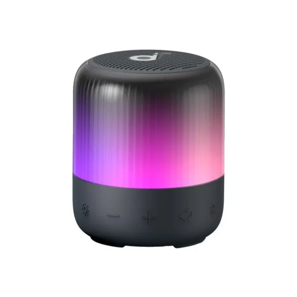 اسپیکر شارژی بیسیم مدل GLOW MINI A3136011 برند ANKER انکر  مشکی - RGB - 8W - 12 ساعت پلی تایم  - IP67