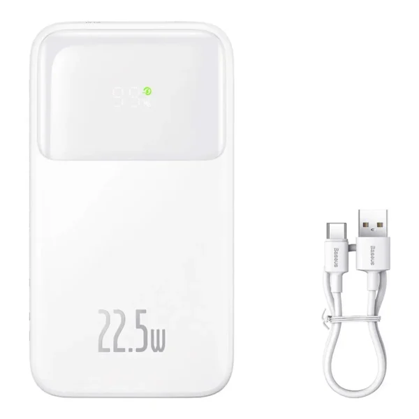 پاور بانک مدل PPMD20C برند BASEUS  سفید - MAH 20000 - 30W - کابل متصل