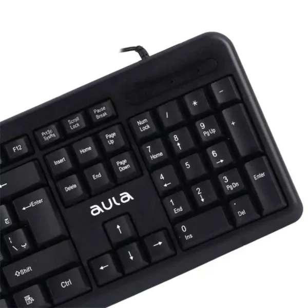 کیبورد سیم دار تک مدل AK209 برند AULA آئولا  مشکی - گارانتی انزو سرویس 12 ماه