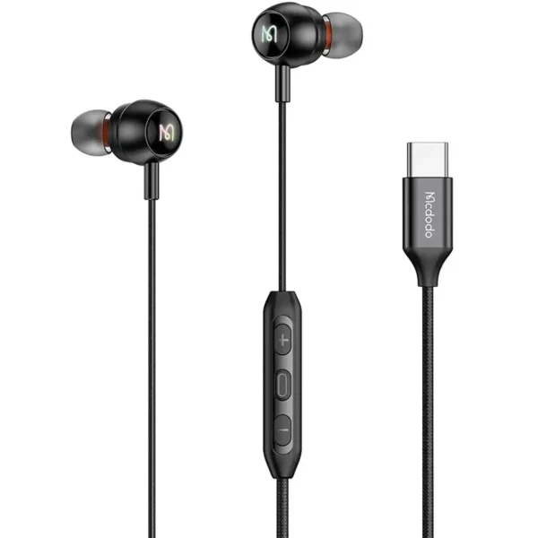 هندزفری سیم دار TYPE C مدل HP-5830 برند MCDODO مکدودو  متراژ 1.2 - مشکی - گارانتی سهند گستر 6 ماه