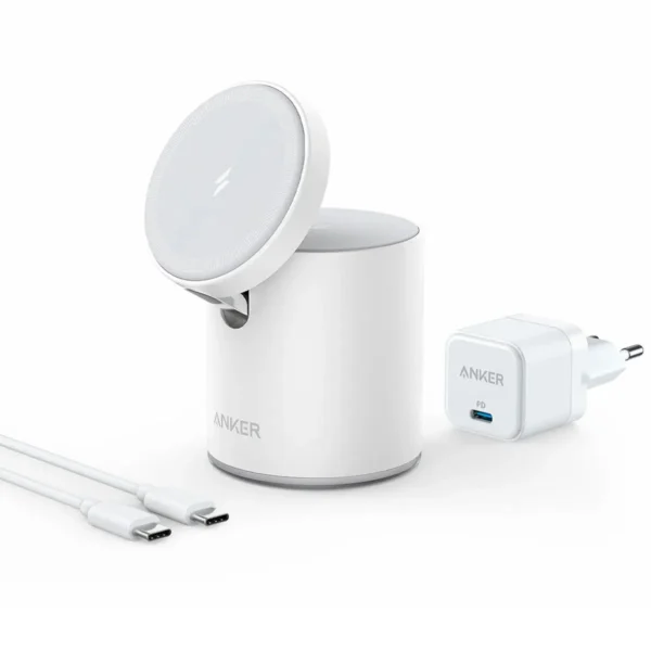 استند  شارژر بیسیم 2 کاره مدل B2568211 برند ANKER انکر  نقره ای - 5W 7.5W - گارانتی گرین