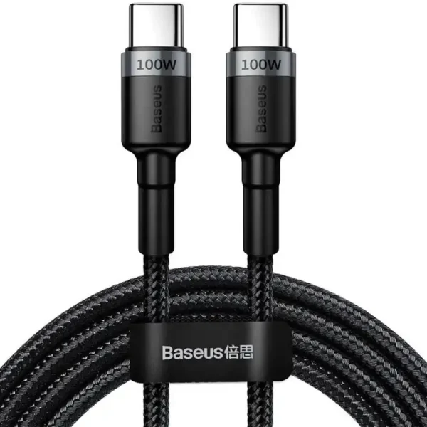 کابل شارژ TYPE C TO TYPE C مدل FLASH  برند BASEUS بیسوس متراژ 2 - کنفی - 100W - گارانتی آونگ