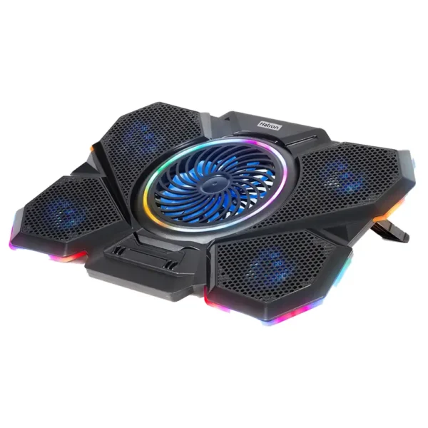 کول پد مدل 126 برند HATRON هترون-مشکی-5 فن-گیمینگ-بی صدا-مناسب 16 تا 17 اینچ- -گارانتی فورتیم