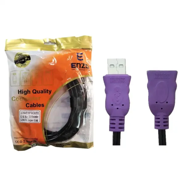 کابل افزایش USB2.0 برند ENZO انزو  متراژ 1.5 - پک پلاستیکی