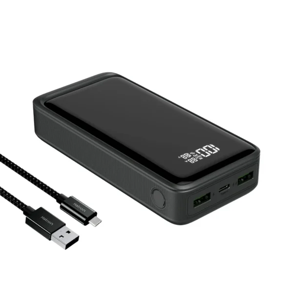 پاور بانک مدل HPB2055G برند HATRON هترون MAH20000 - مشکی - 100W -همراه کابل-گارانتی فورتیم