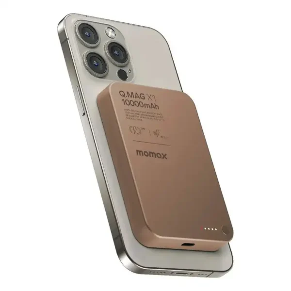 پاور بانک مدل IP117A برند MOMAX مومکس بژ - فلزی - شارژ بیسیم - MAH10000 - PD20W