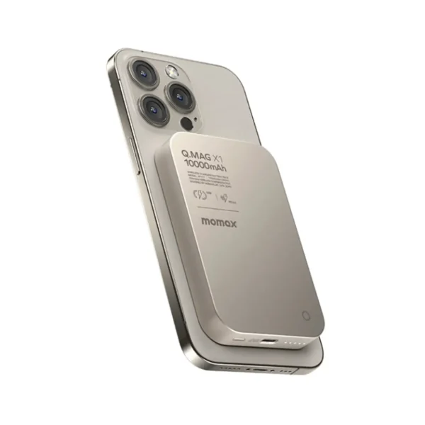 پاور بانک مدل IP158 برند MOMAX مومکس طلایی - فلزی - مگنت - PD30W - MAH10000