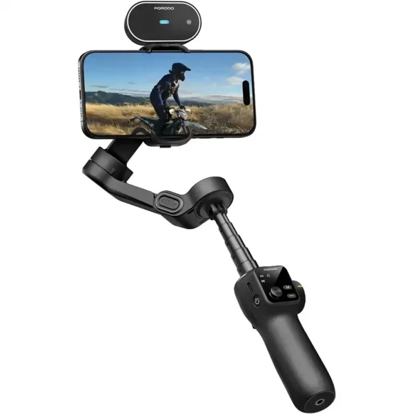 مونوپاد و گیم بال مدل VELOCAM برند PORODO پورودو - SMART FACE TRACKING مشکی - MAH 1600 - 8H - 3 AXIS