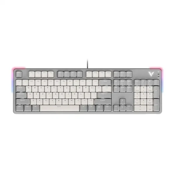 کیبورد سیم دار گیمینگ مدل V 500 PRO 87 برند RAPOO رپو  سفید و خاکستری - مکانیکال ابی - RGB - گارانتی پانا
