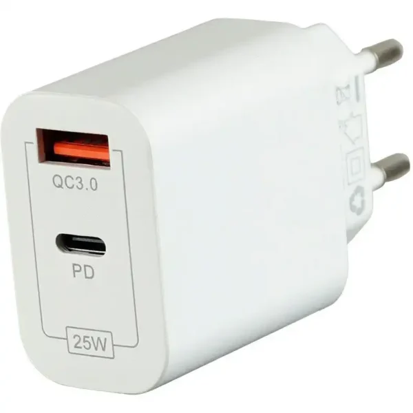 شارژر TYPE C&USB مدل X-525 برند X-ENERGY  سفید - 25W - گارانتی IPM