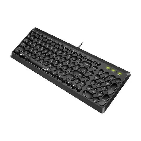 کیبورد سیم دار تک مدل KB SLIM Q200 برند GENIUS جنیوس  مشکی - صفحه تخت - کلید گرد - گارانتی شاپ