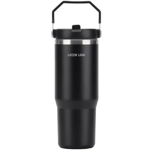 بطری آب مدل VACUM TUMBLER برند GREEN LION مشکی - MIL 900 - COLD 32H - HOT 24H