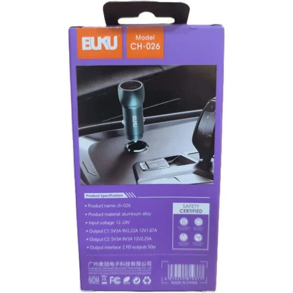 شارژر فندکی مدل CH026 برند BUKU  گارانتی تست و اصالت کالا