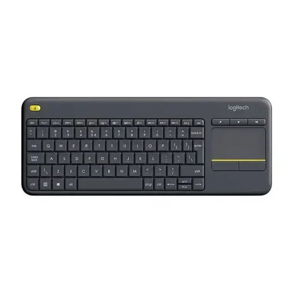 کیبورد بیسیم تک مدل K400 PLUS  برند LOGITECH لاجیتک  مشکی - تاچ پد دار - گارانتی نیکان پاسارگارد