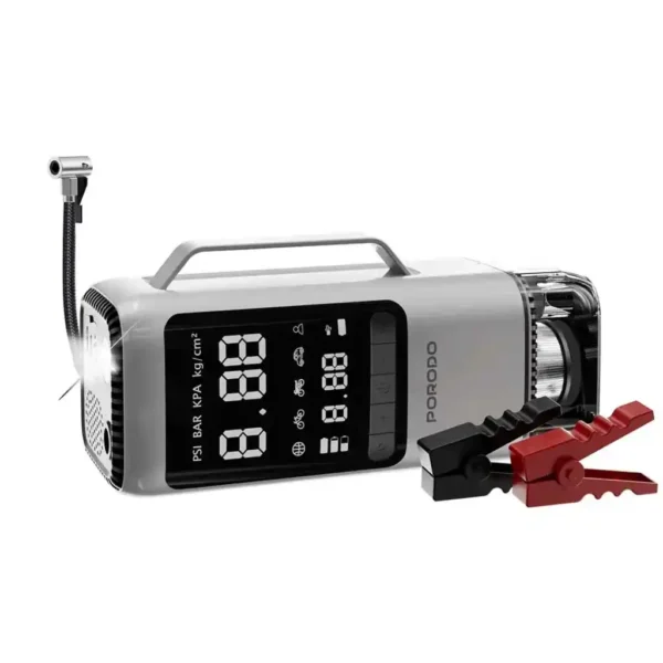 جامپ استارتر مدل CHO91BKGR برند PORODO پورودو  چراغ قوه - پاور بانک - MAH8000